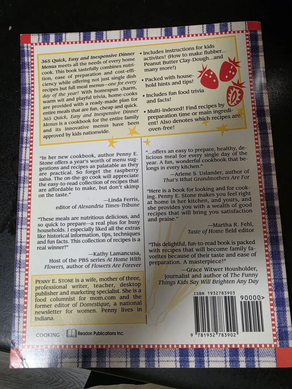 365 Quick, Easy & Inexpensive Dinner Menus - Blue Plaid Soft Cover